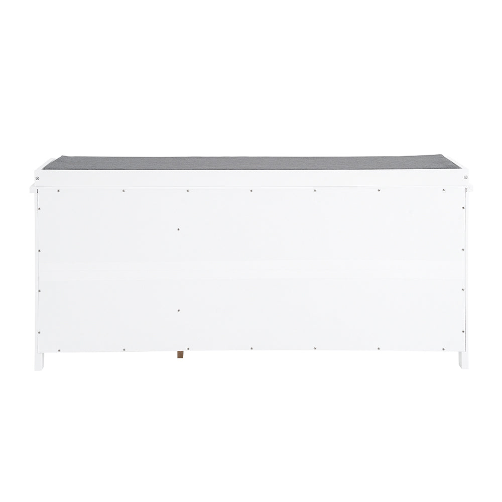 SoBuy FSR185-W Banc de Rangement, Meuble d'Entrée, Commode à Chaussure, Banquette avec Coussin Rembourré 1 Abattant et 2 Tiroir