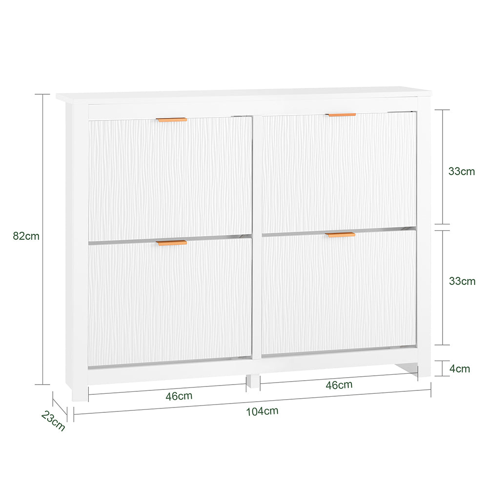 SoBuy FSR186-II-W Pantofar cu Uși Rabtabile și 4 Niveluri – Organizare de Familie pentru Intrare – 104x23x82 cm Alb