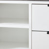 SoBuy FSR187-W Banc de Rangement avec Coussin Rembourré, Meuble Bas Entrée, Commode à Chaussure, Banquette avec 2 Porte Coulissantes et 2 Tiroirs, Pied en Métal, Blanc, L110xP35xH51 cm