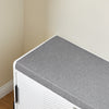 SoBuy FSR187-W Banc de Rangement avec Coussin Rembourré, Meuble Bas Entrée, Commode à Chaussure, Banquette avec 2 Porte Coulissantes et 2 Tiroirs, Pied en Métal, Blanc, L110xP35xH51 cm