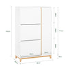 SoBuy FSR189-WN Dulap de pantofi cu 3 sertare rabatabile și 1 ușă, capacitate mare 20 de perechi pentru hol – 80x34x122 cm, alb și natur
