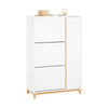 SoBuy FSR189-WN Dulap de pantofi cu 3 sertare rabatabile și 1 ușă, capacitate mare 20 de perechi pentru hol – 80x34x122 cm, alb și natur
