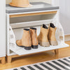 SoBuy FSR191-WN Banc pentru Pantofi cu Pernă Căptușită și 1 Compartiment cu Ușă cu Rabată pentru Hol de Intrare – 60x34x55 cm, Alb și Natur