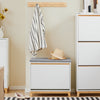 SoBuy FSR191-WN Banc pentru Pantofi cu Pernă Căptușită și 1 Compartiment cu Ușă cu Rabată pentru Hol de Intrare – 60x34x55 cm, Alb și Natur