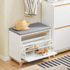SoBuy FSR191-WN Banc pentru Pantofi cu Pernă Căptușită și 1 Compartiment cu Ușă cu Rabată pentru Hol de Intrare – 60x34x55 cm, Alb și Natur
