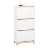 SoBuy FSR192-WN Dulap de pantofi cu 3 sertare rabatabile, depozitare pentru hol – 60x34x122 cm, alb și natural