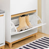 SoBuy FSR192-WN Dulap de pantofi cu 3 sertare rabatabile, depozitare pentru hol – 60x34x122 cm, alb și natural