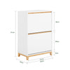 SoBuy FSR193-WN Meuble à Chaussures à Abattants 2 Niveaux – Rangement Familial pour Entrée – 60x34x91 cm Blanc et Bois