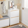 SoBuy FSR193-WN Meuble à Chaussures à Abattants 2 Niveaux – Rangement Familial pour Entrée – 60x34x91 cm Blanc et Bois