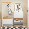 SoBuy FSR193-WN Meuble à Chaussures à Abattants 2 Niveaux – Rangement Familial pour Entrée – 60x34x91 cm Blanc et Bois