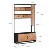 SoBuy FSR194-N Cuier cu Bancă, Bară și 5 Cârlige, Mobilier Multifuncțional pentru Hol/Antreu – 100x40x180 cm