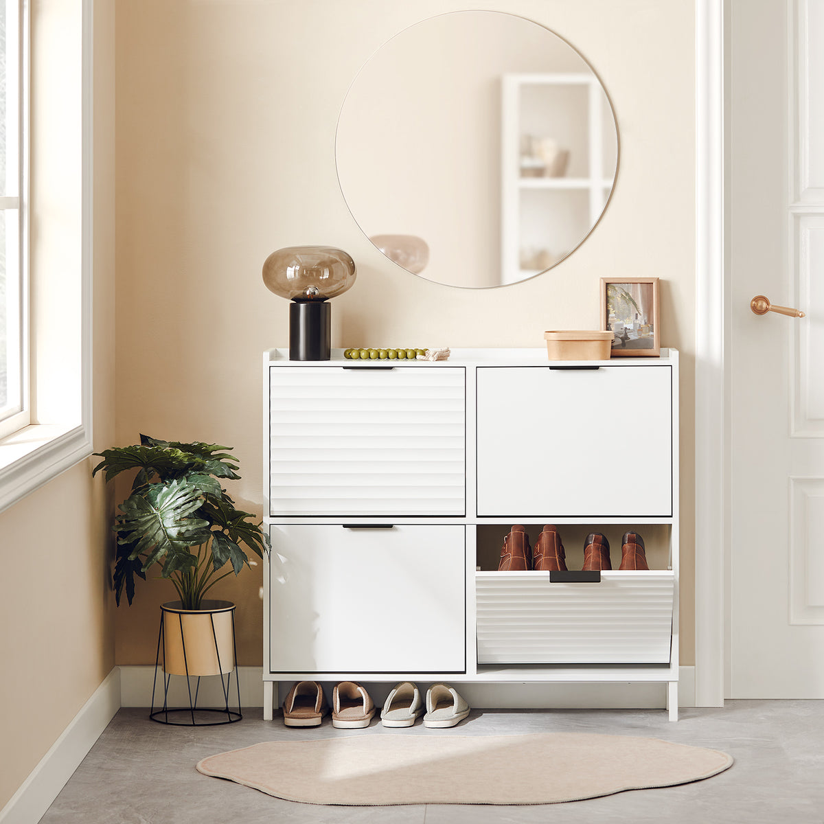 SoBuy FSR197-W Dulap de Pantofi Ultra-Slim cu Economie de Spațiu 19cm – Intrare Îngustă – Alb