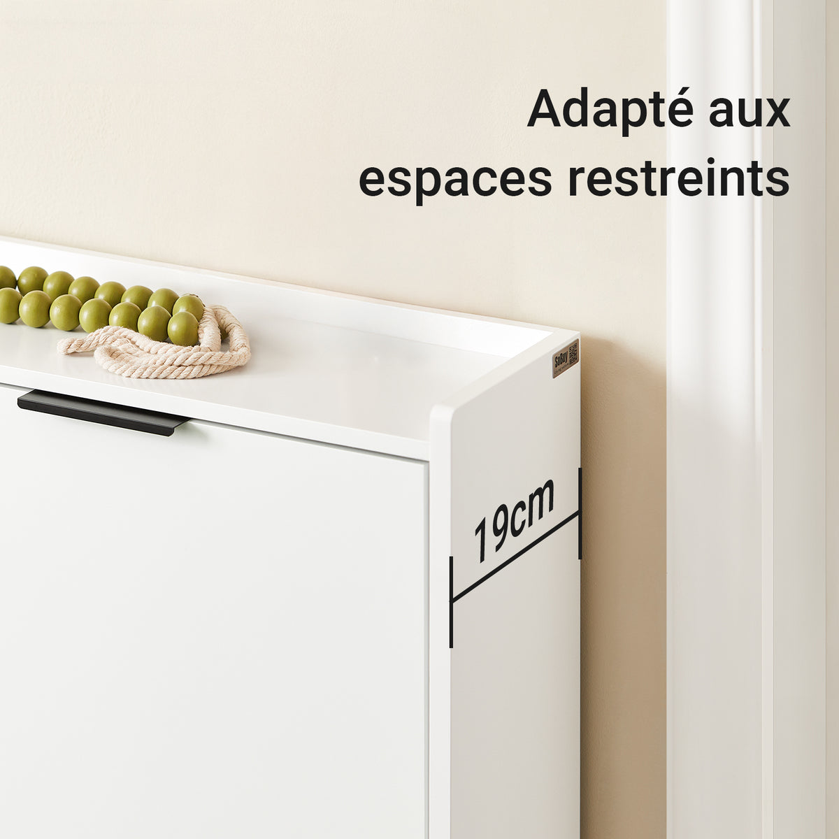 SoBuy FSR197-W Dulap de Pantofi Ultra-Slim cu Economie de Spațiu 19cm – Intrare Îngustă – Alb