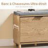 Precomandă SoBuy FSR199-N Banc pentru Pantofi cu Pernă Căptușită, Rabatabil și Spațiu de Depozitare Ascuns, Subțire 24cm pentru Intrare – 60x24x50 cm, Natur