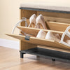 SoBuy FSR201-N Banc pentru Pantofi cu Șezut Căptușit și Rabatabil, Slim 24cm pentru Intrare – 60x24x50 cm, Negru și Natur