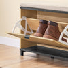 SoBuy FSR201-N Banc pentru Pantofi cu Șezut Căptușit și Rabatabil, Slim 24cm pentru Intrare – 60x24x50 cm, Negru și Natur