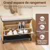 SoBuy FSR201-N Banc pentru Pantofi cu Șezut Căptușit și Rabatabil, Slim 24cm pentru Intrare – 60x24x50 cm, Negru și Natur