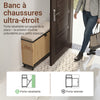 SoBuy FSR201-N Banc pentru Pantofi cu Șezut Căptușit și Rabatabil, Slim 24cm pentru Intrare – 60x24x50 cm, Negru și Natur