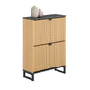 SoBuy FSR202-N Dulap de Pantofi Slim 60cm, 2 Uși Batante 8-12 Perechi, Picioare Metalice, Fixare pe Perete – Natur și Negru