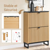 SoBuy FSR202-N Dulap de Pantofi Slim 60cm, 2 Uși Batante 8-12 Perechi, Picioare Metalice, Fixare pe Perete – Natur și Negru