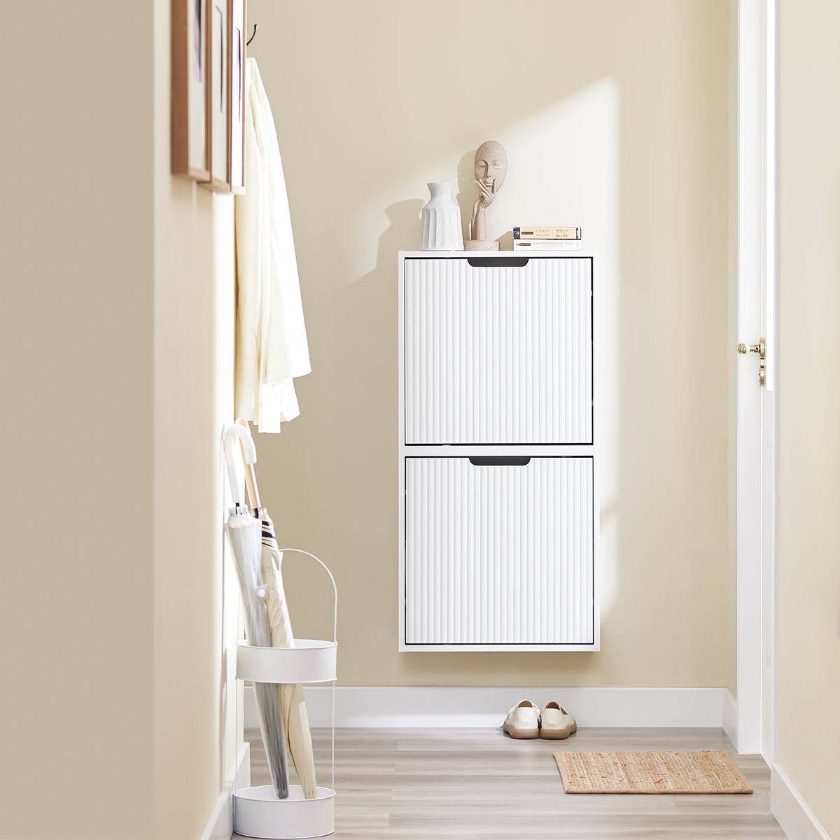 SoBuy FSR204-W Dulap de pantofi ultra-subțire care economisește spațiu 19 cm – Intrare îngustă – 50x19x100 cm Alb