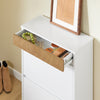 SoBuy FSR205-WN Pantofar Salvează Spațiu – Hol Îngust – 61x26x91 cm Alb și Natur