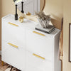 SoBuy FSR206 -GW SHOELP SANSPAIGIO SLIM Intrare - suport de încălțăminte alb cu 4 uși limitate, adâncime de 19 cm, design nordic cu finisaj lucios și mânere aurii, 100x19x90cm