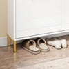 SoBuy FSR206 -GW SHOELP SANSPAIGIO SLIM Intrare - suport de încălțăminte alb cu 4 uși limitate, adâncime de 19 cm, design nordic cu finisaj lucios și mânere aurii, 100x19x90cm