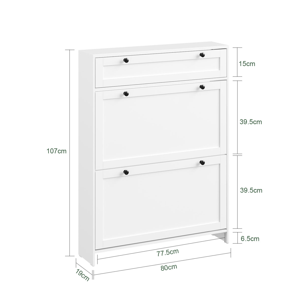 SoBuy FSR207-W Dulap de pantofi ultra-subțire, salveză spațiu, 19 cm – Intrare îngustă – 80x19x107 cm Alb