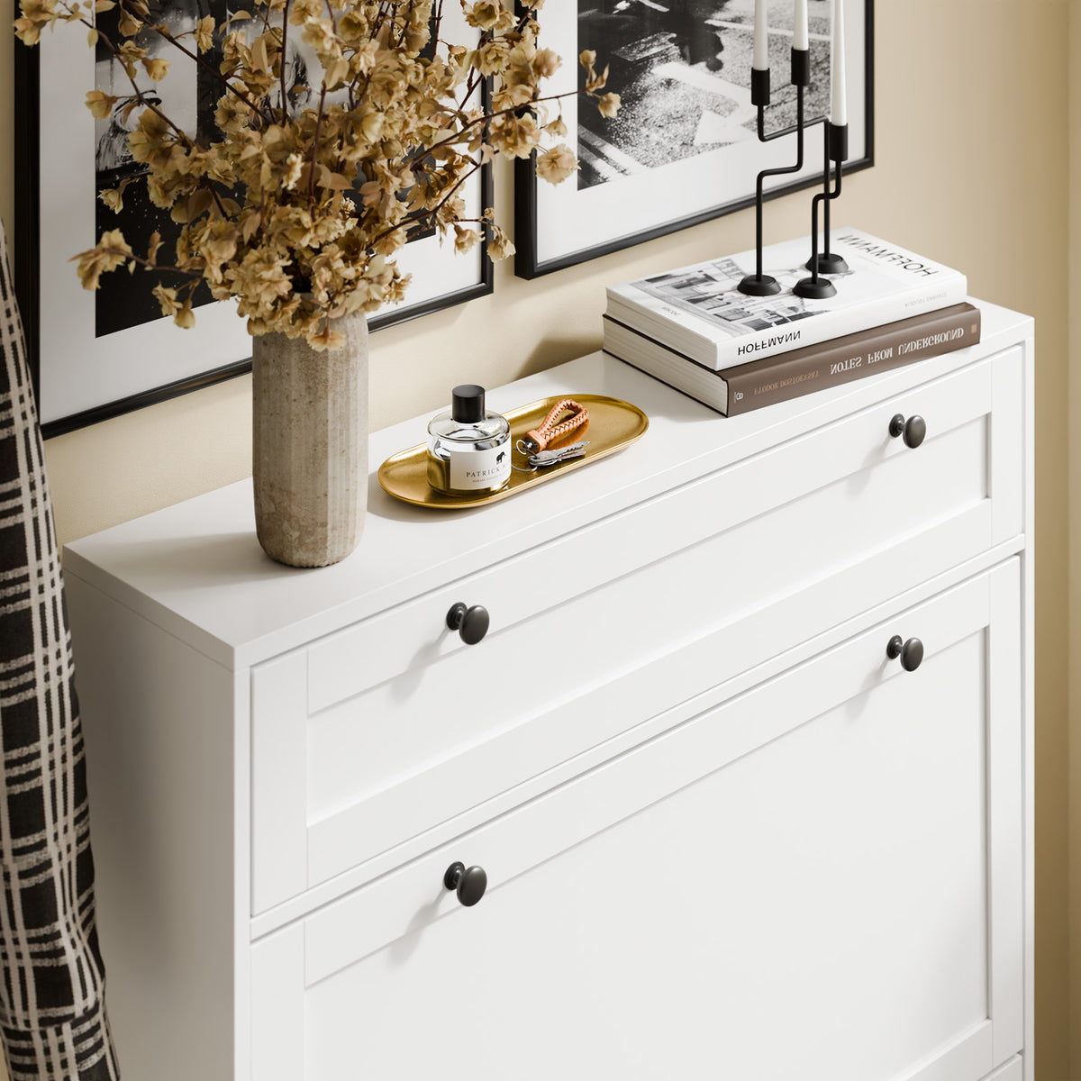 SoBuy FSR207-W Dulap de pantofi ultra-subțire, salveză spațiu, 19 cm – Intrare îngustă – 80x19x107 cm Alb