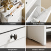 SoBuy FSR207-W, Suport pentru pantofi din lemn subțire, care economisește spațiu, Suport pentru pantofi pentru intrare modern cu 2 uși clapete și 1 sertar, design compact pentru spații mici, ușor de curățat, alb, 80x19x107 cm