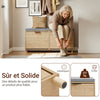 SoBuy FSR211-N Banc à Chaussures avec Assise Rembourrée Lin, 3 Abattants Slim 24cm, 8 Paires Pointure 47, Charge 237 kg pour Entrée – 100x24x50 cm, Naturel