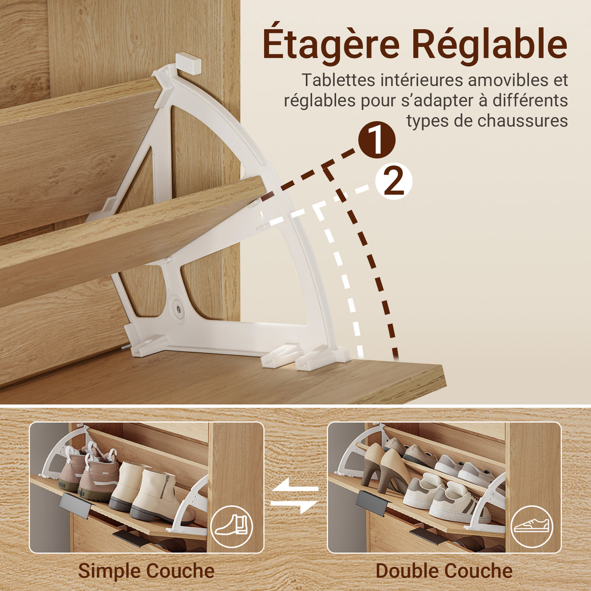 SoBuy FSR212-N Pantofar Salva spațiu – Hol Îngust – 60x24x95 cm Natur