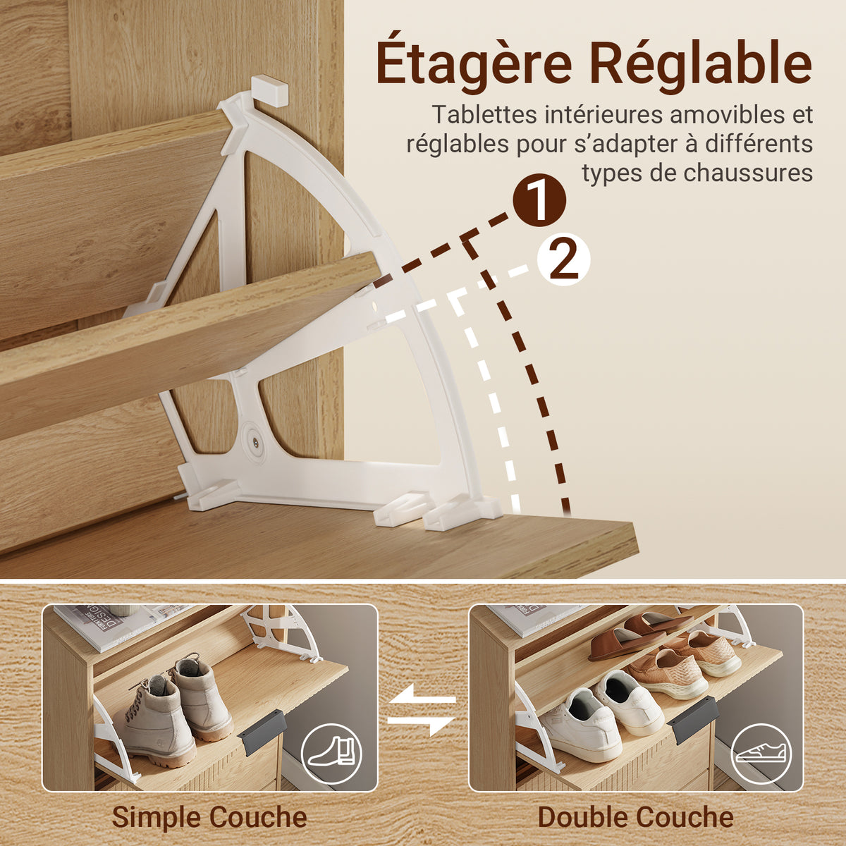 SoBuy FSR213-N Dulap de Pantofi Salvează Spațiu – Hol Îngust – 60x24x120 cm Natural