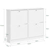 SoBuy FSR100-W Slim Space-saving Shoe Rack for Entrance Shoe Rack with 4 Adjustable Wooden Flap Doors Wardrobe Tall and Narrow Shoe Rack for Corridor, 100x19x91 cm, White