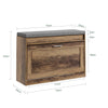 SoBuy FSR218-F Banc pentru pantofi cu pernă detașabilă și 1 ușă, subțire 24 cm, 6-8 perechi mărimea 47, sarcină 123 kg pentru intrare – 75x24x53 cm, lemn și gri
