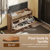 SoBuy FSR218-F Banc pentru pantofi cu pernă detașabilă și 1 ușă, subțire 24 cm, 6-8 perechi mărimea 47, sarcină 123 kg pentru intrare – 75x24x53 cm, lemn și gri