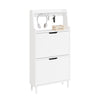 SoBuy FSR151-H-W Dulap de Pantofi cu 3 Uși Batante Ultra-Subțire 19cm, Organizator Compact pentru Hol Intrare – 50x19x129 cm, Alb