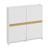 SoBuy FSR225-E-W Armoire à Chaussures Blanc 4 Portes Rabattantes – Meuble à Chaussures 8 Paires pour Entrée et Couloir – 103×19×99,5 cm, Charge 31 kg
