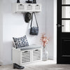 SoBuy FSR23-II-W Banc pentru Pantofi cu Pernă Căptușită, 2 Uși și 4 Compartimente Deschise pentru Intrare – 71x35x43 cm, Alb