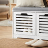 SoBuy FSR23-K-W Banc pentru Pantofi cu Pernă Căptușită și 2 Compartimente de Depozitare pentru Hol – 71x34x43 cm, Alb