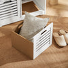 SoBuy FSR23-K-W Banc pentru Pantofi cu Pernă Căptușită și 2 Compartimente de Depozitare pentru Hol – 71x34x43 cm, Alb