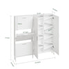 SoBuy FSR231-W Meuble à Chaussures en Bois 2 Portes – Armoire à Chaussures Mince avec Abattants pour Entrée, Blanc Mat – 115,5×14,5×117 cm, Charge 58 kg