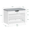 SoBuy FSR25-HG Banc de pantofi cu 2 etaje și pernă gri căptușită pentru intrare hol – 60x30x44 cm, Alb