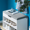 SoBuy FSR25-HG Banc de pantofi cu 2 etaje și pernă gri căptușită pentru intrare hol – 60x30x44 cm, Alb