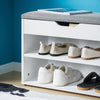 SoBuy FSR25-HG Banc de pantofi cu 2 etaje și pernă gri căptușită pentru intrare hol – 60x30x44 cm, Alb