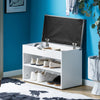SoBuy FSR25-HG Banc de pantofi cu 2 etaje și pernă gri căptușită pentru intrare hol – 60x30x44 cm, Alb