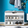 SoBuy FSR25-HG Banc de pantofi cu 2 etaje și pernă gri căptușită pentru intrare hol – 60x30x44 cm, Alb