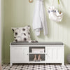 SoBuy FSR35-W Banc pentru Pantofi cu Pernă Căptușită și Spațiu de Depozitare pentru Cizme, Mobilier de Hol – 105x35x43 cm, Alb