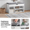 SoBuy FSR45-HG Banchetă pentru Pantofi cu Pernă Căptușită și Spațiu de Depozitare pentru Cizme, Mobilier de Hol – 80x30x46 cm, Gri